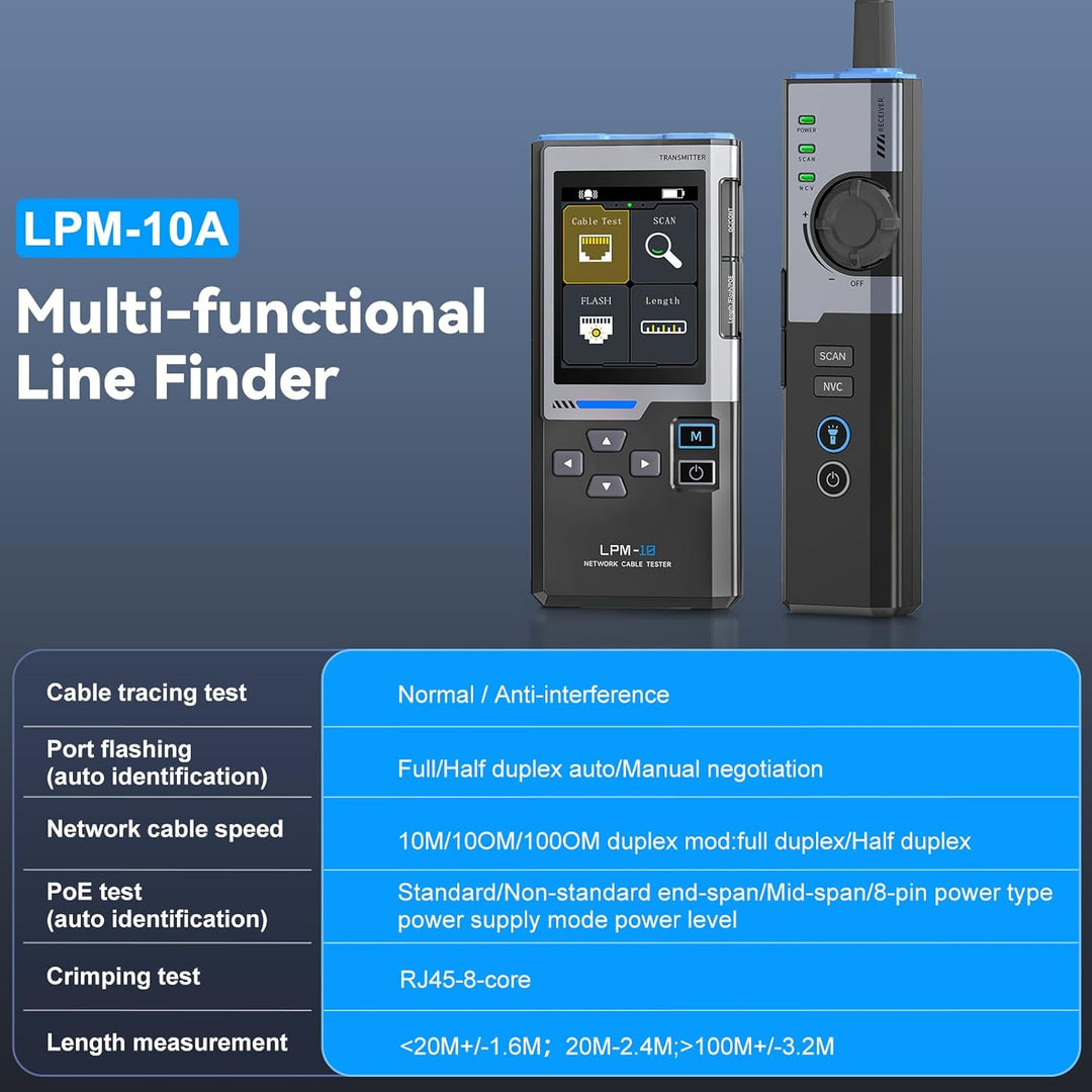 DEWIN LPM-10A Multifunktionaler Netzwerkkabel-tester, Netzwerk-Kabeltester Multifunktionaler Leitung