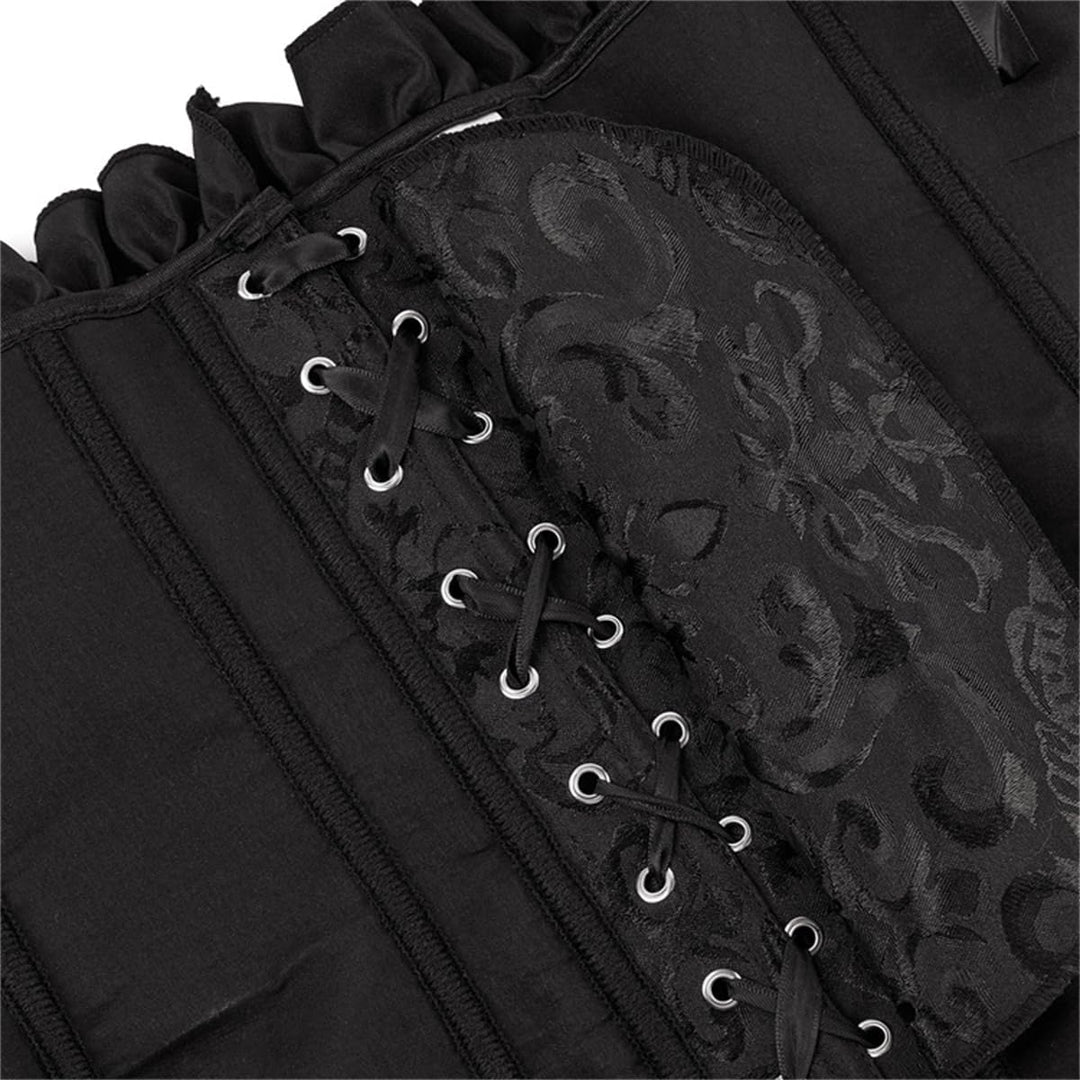 Damen Korsett Bauchweg Vollbrust Corsage Top Gothic Burlesque Schnüren Bustier Schwarz XXL, Schwarz
