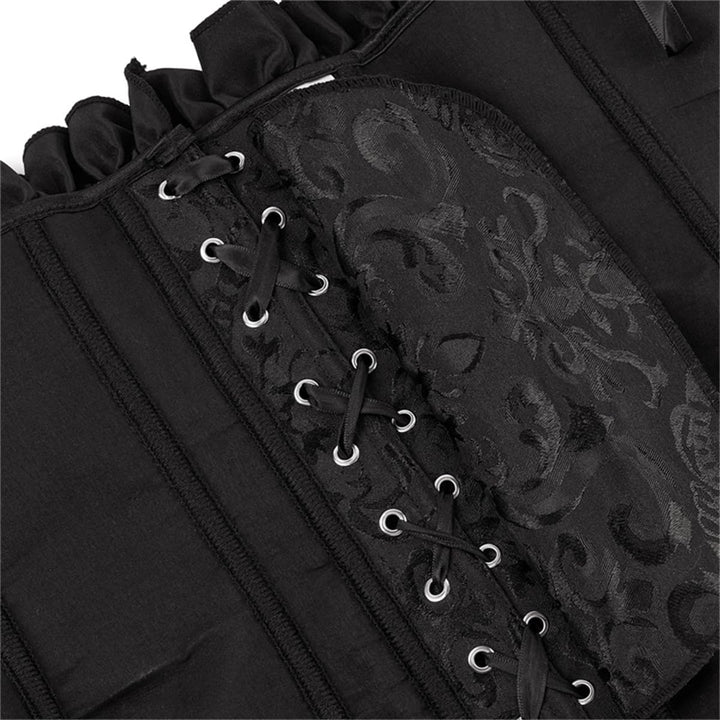 Damen Korsett Bauchweg Vollbrust Corsage Top Gothic Burlesque Schnüren Bustier Schwarz XXL, Schwarz