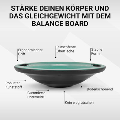 MSPORTS Balance Board Premium 40 cm Durchmesser inkl. Übungsposter und Work Out App GRATIS - Therapi