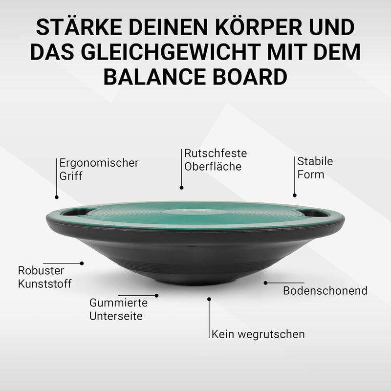 MSPORTS Balance Board Premium 40 cm Durchmesser inkl. Übungsposter und Work Out App GRATIS - Therapi