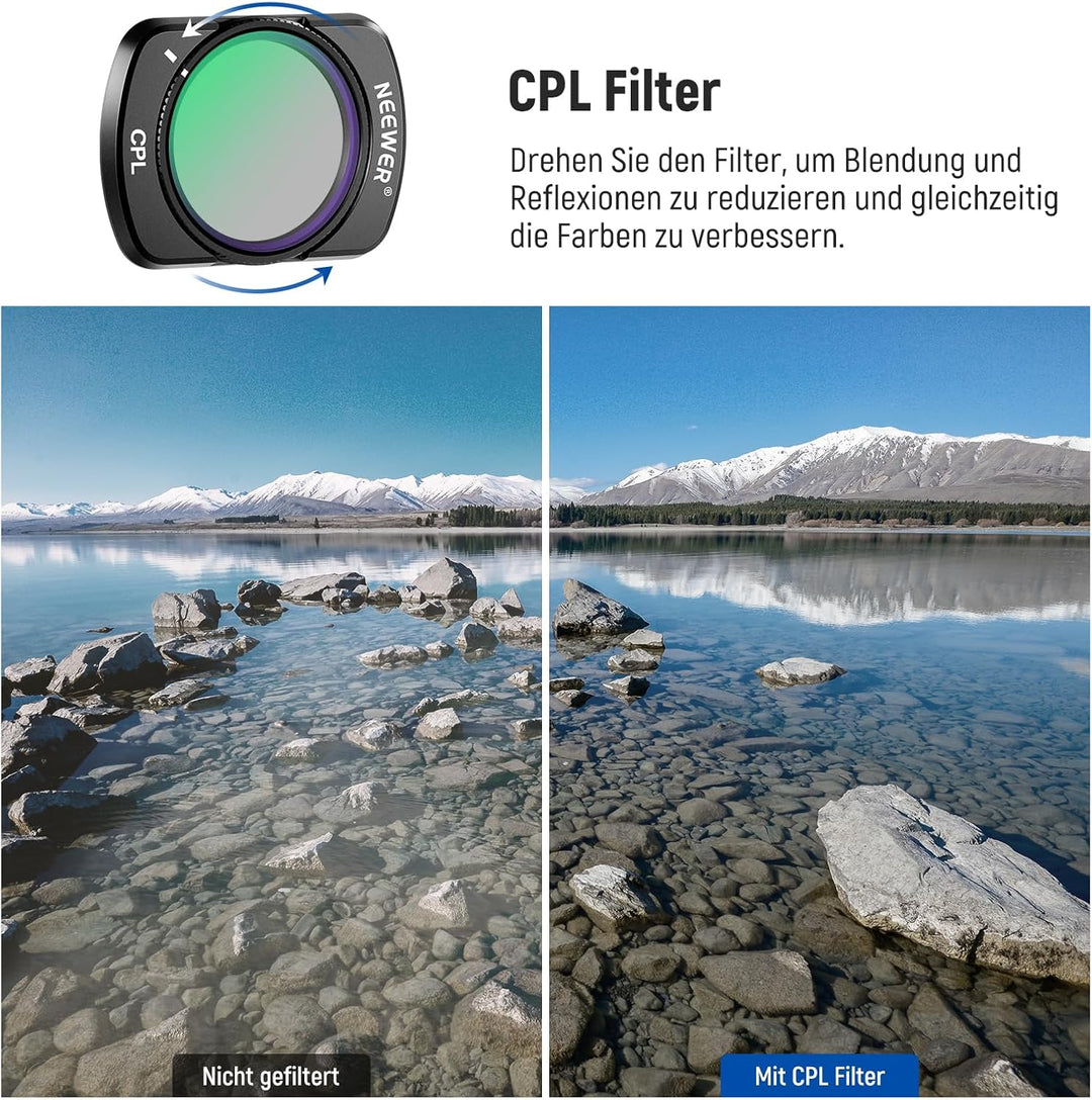 NEEWER Variabler ND Filter Set Kompatibel mit DJI Osmo Pocket 3 Creator Combo Zubehör mit 180° 0,75X