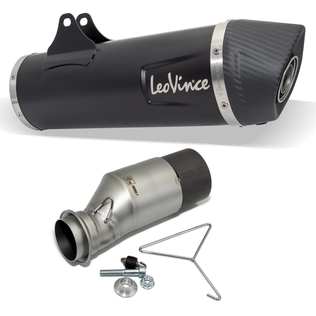 Endschalldämpfer/Auspuffanlage LeoVince SLIP-ON SBK, Edelstahl schwarz, Carbon Kappe, mit Zulassung