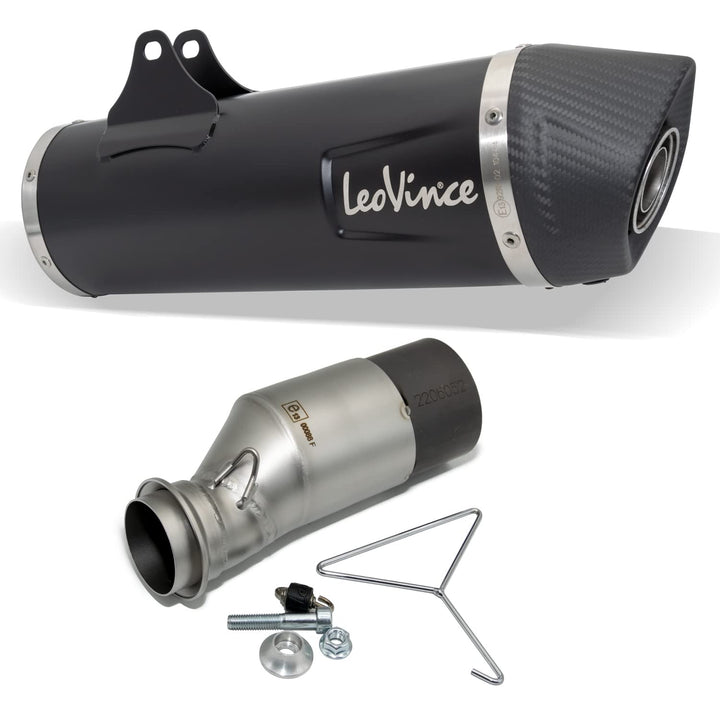 Endschalldämpfer/Auspuffanlage LeoVince SLIP-ON SBK, Edelstahl schwarz, Carbon Kappe, mit Zulassung