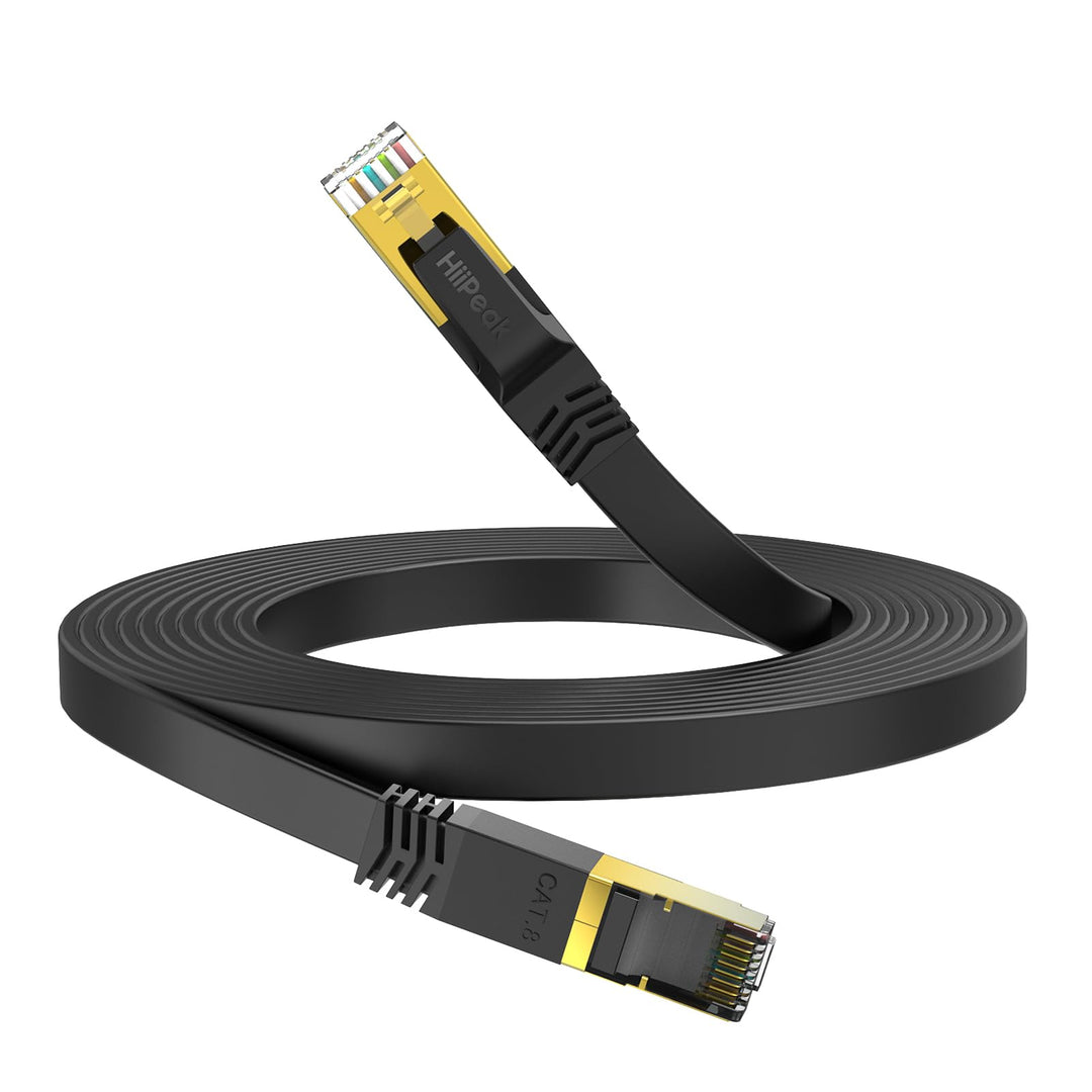 HiiPeak Cat 8 Netzwerkkabel 40 Gbits - 30m - Schwarz Flache Ausgabe - LAN Kabel Patchkabel RJ45 - CA