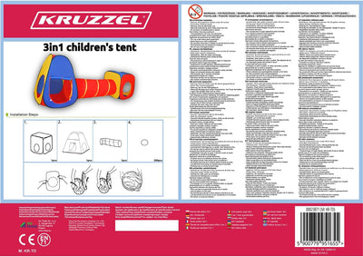 Kinder-Spielzelt mit Tunnel Spielhaus für Baby und Kleinkinder 3 Teile Spiele Indoor Outdoor 23871