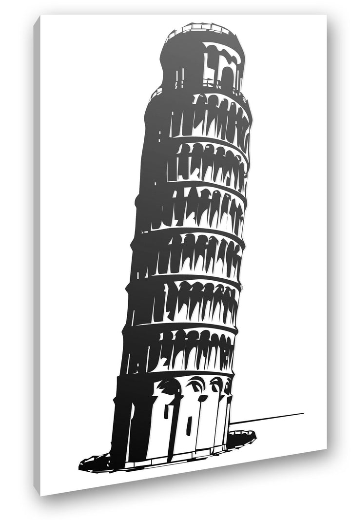 deyoli Illustration schiefer Turm von Pisa Effekt: Schwarz/Weiss Format: 60x40 als Leinwandbild, Mot