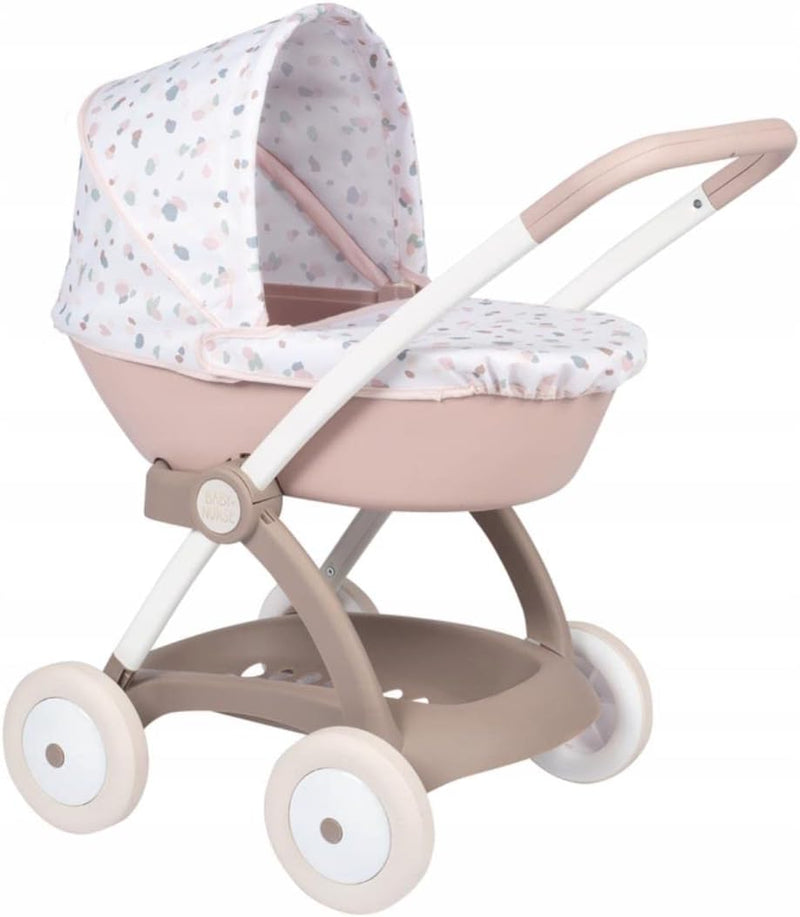 Smoby - Baby Nurse Puppenwagen mit Verdeck - Griffhöhe: 58 cm, für dein Püppchen bis 42 cm, mit Stof