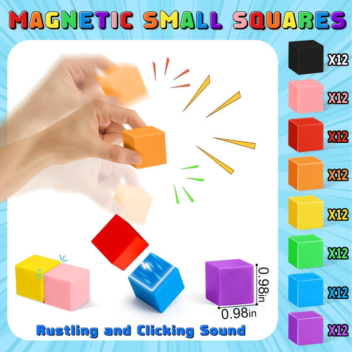 AQXONG 96Pcs Magnetische Bausteine Spielzeug, Magnetisches Bauspielzeug, Puzzle Baustein, Magnetisch