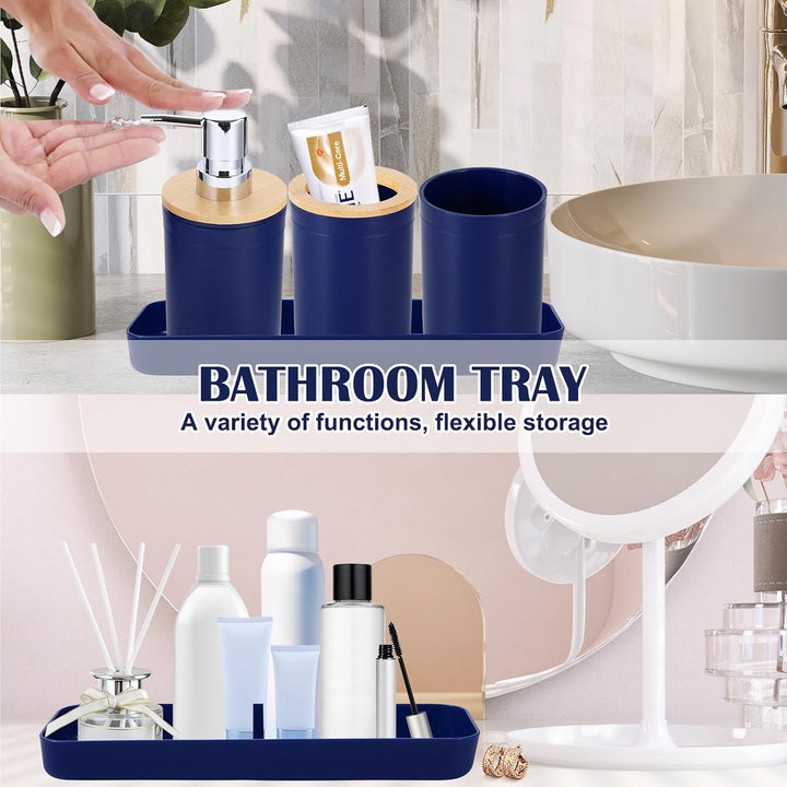 iMucci Badezimmer-Zubehör-Set, Marineblau, Badezimmer-Dekor-Set mit Mülleimer, WC-Bürste, Zahnbürste