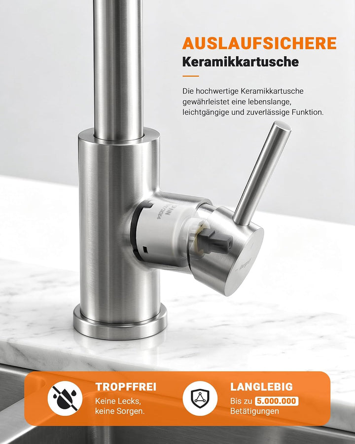 Ibergrif wasserhahn küche ausziehbar, Spring küchenarmatur mit brause, spültischarmatur 360 Schwenkb
