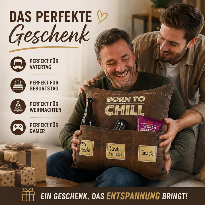 KAMACA Originelles Dekokissen Kissen mit 3 Taschen zum selber Befüllen Grösse 43x43 cm tolles Gesche