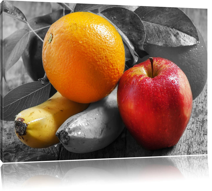 Apfel, Banane, Orange und Co. schwarz/weiss Format: 100x70 auf Leinwand, XXL riesige Bilder fertig g