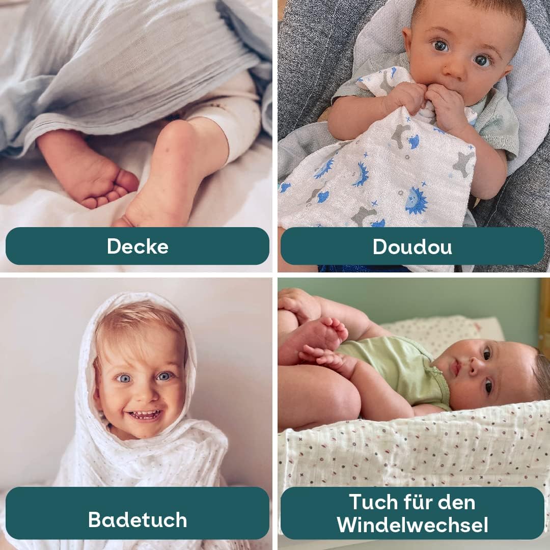 KOALA BABYCARE - Neugeborenes Musselin 80x80 cm - Packung mit 3 Stück - Neugeborenen-Baumwolldecke -