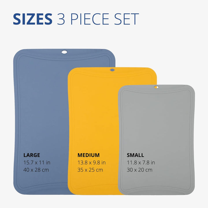 BLUE GINKGO TPU-Schneidematten [3er-Set] – Flexible, messerfreundliche und langlebige Küchen-Schneid
