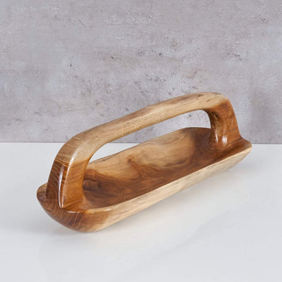 levandeo Schale ca. 60x20cm Teakholz mit Griff Holzschale Dekoschale Natur Unikat Dekoration Obstsch