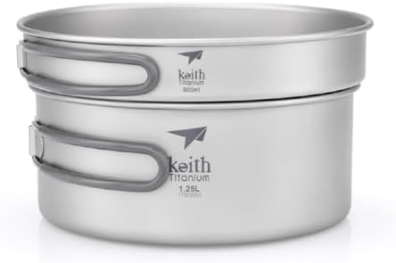 Keith Unisex-Adult 2-Piece Titanium Pot and PAN Cook Set, Grey, One Size