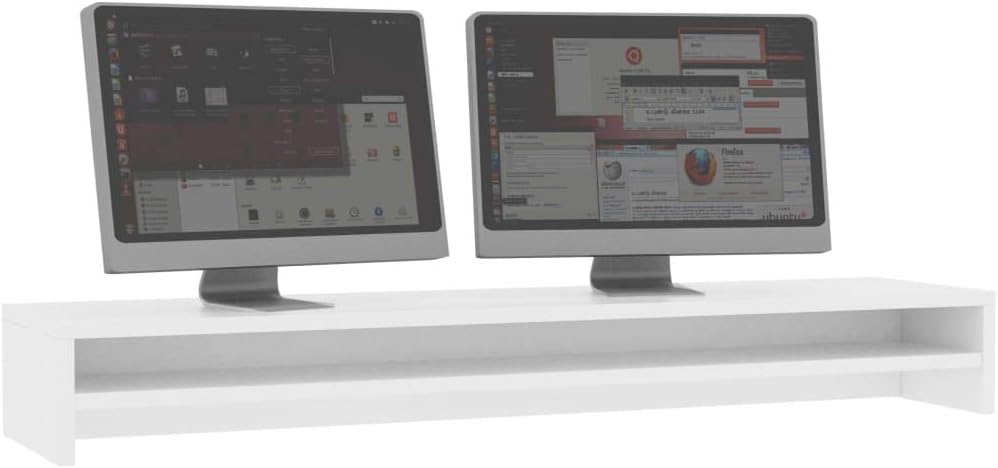 BaraSh Monitorständer Weiss 100x24x13 cm Holzwerkstoff BildschirmstäNder Bildschirm Oberes Rega Moni