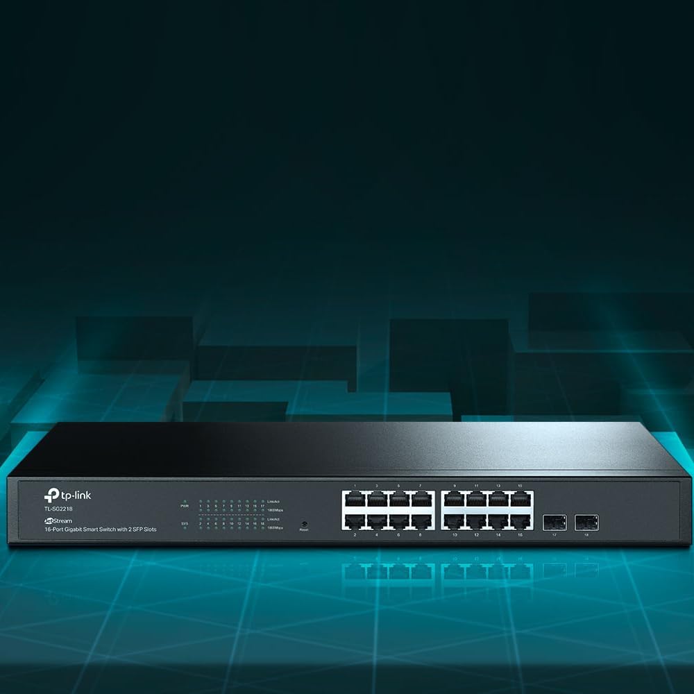 TP-Link TL-SG2218 16-Port Gigabit Managed Netzwerk LAN Switch mit 2 SFP-Slots (19 Zoll Rack-Montage,