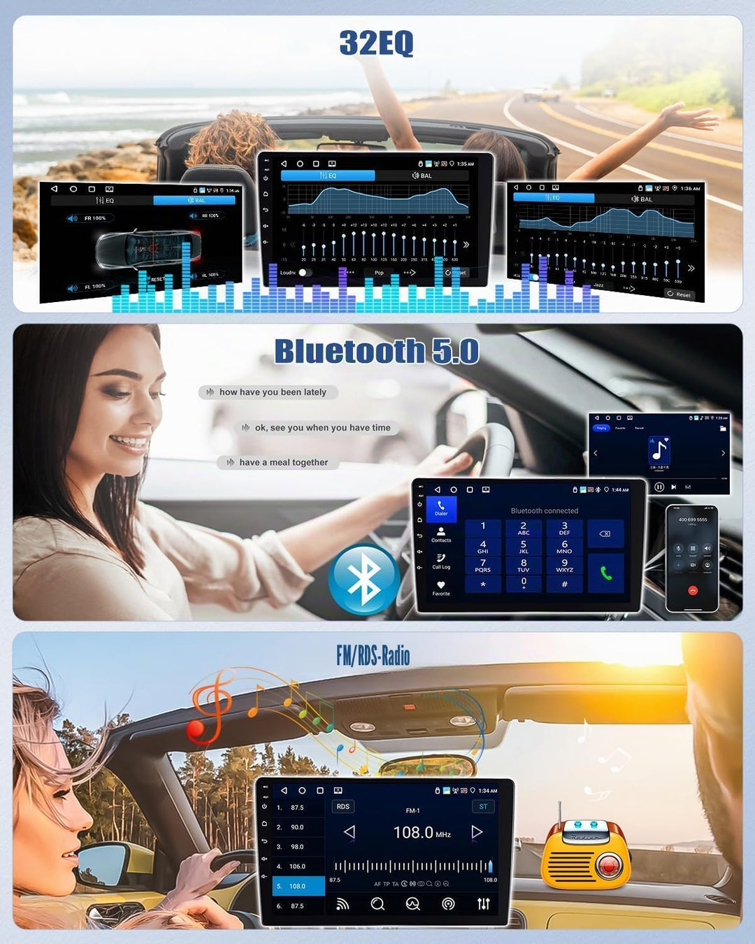 CAMECHO 4G+64G Android 15 Autoradio mit Navi Wireless Carplay für Hyundai IX35 2010-2015,doppel Din