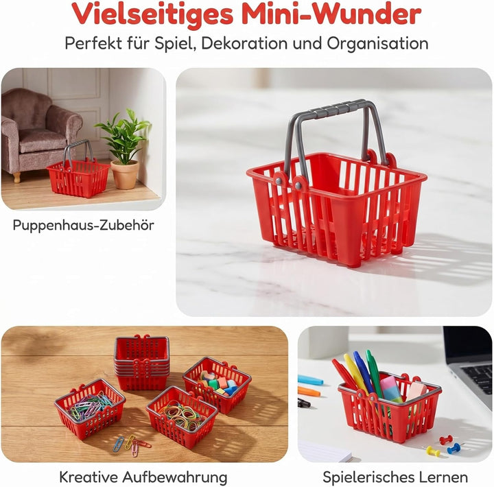 Toyvian Mini Einkaufskorb Set, 10Stück Supermarktwagen Winzige Einkaufskörbe Kunststoff Supermarktkö