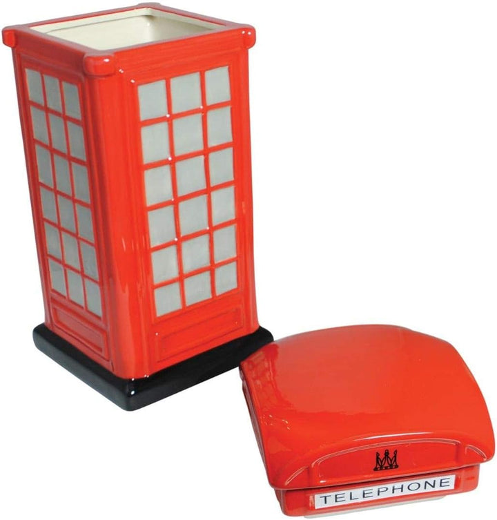 CKB LTD Keksdose mit Telefonzelle, Keksdose, Retro-Küche, hoch, mit Deckel, Keramik, Rot, 12 x 12 x
