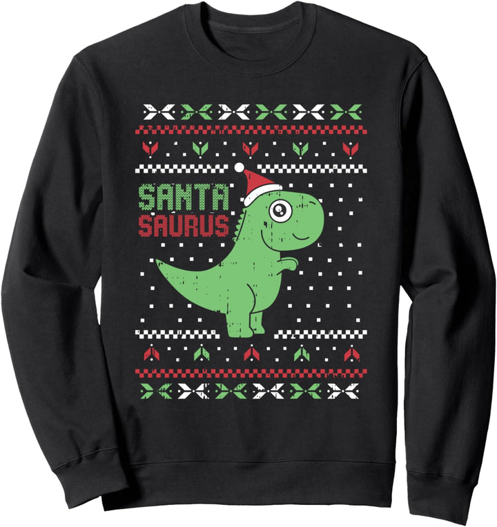 Santa-Saurus Weihnachts-Pyjama, niedlicher Dinosaurier, T-Rex Ugly X-Mas Sweatshirt