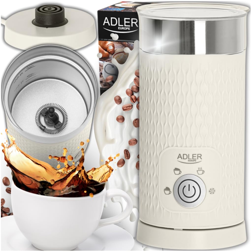 Adler - Elektrischer Milchaufschäumer 300 ml - 4 Funktionen - Milchschaum Maker für Cappuccino und L