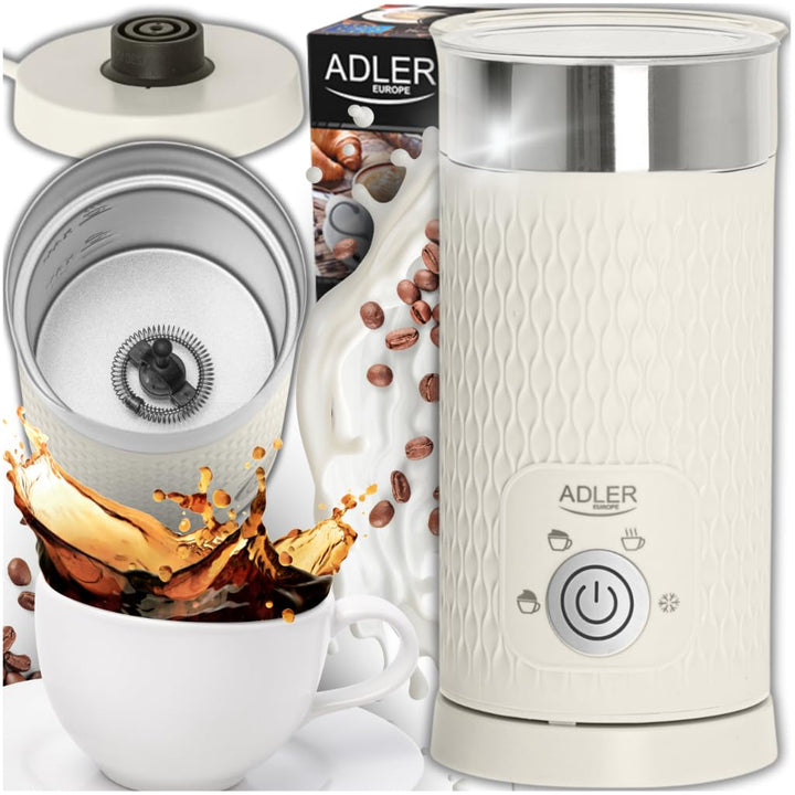 Adler - Elektrischer Milchaufschäumer 300 ml - 4 Funktionen - Milchschaum Maker für Cappuccino und L