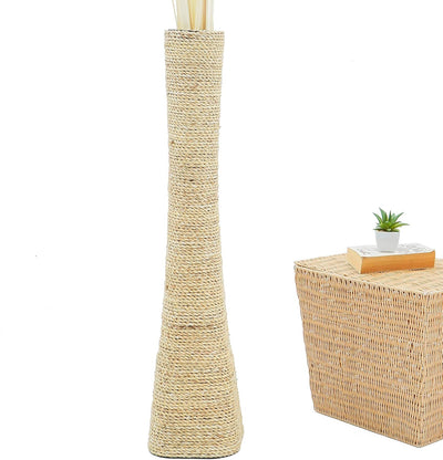 Leewadee Bodenvase für Dekozweige hohe Standvase Design Holzvase, Wasserhyazinthe, 90 cm, Natur 90 c