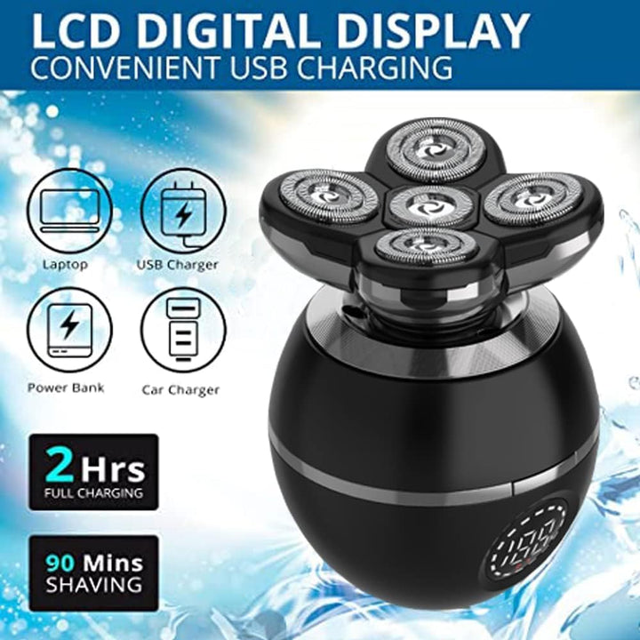 Glatzen Rasierer Herren Elektrisch, 5-in-1 Kopfrasierer Glatze Herren, 5D Magnetischer Elektrorasier