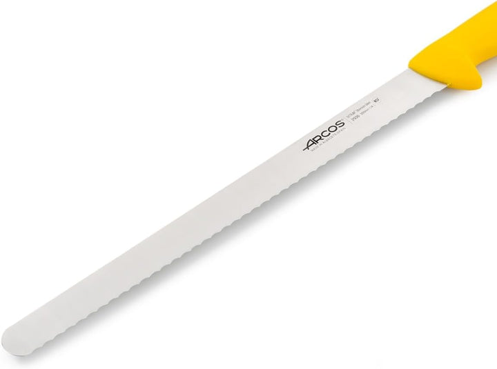 Arcos Kuchenmesser Flexibel Gezahnt 35 cm - Edelstahl NITRUM - Polypropylen Griff Gelb - Präziser Sc