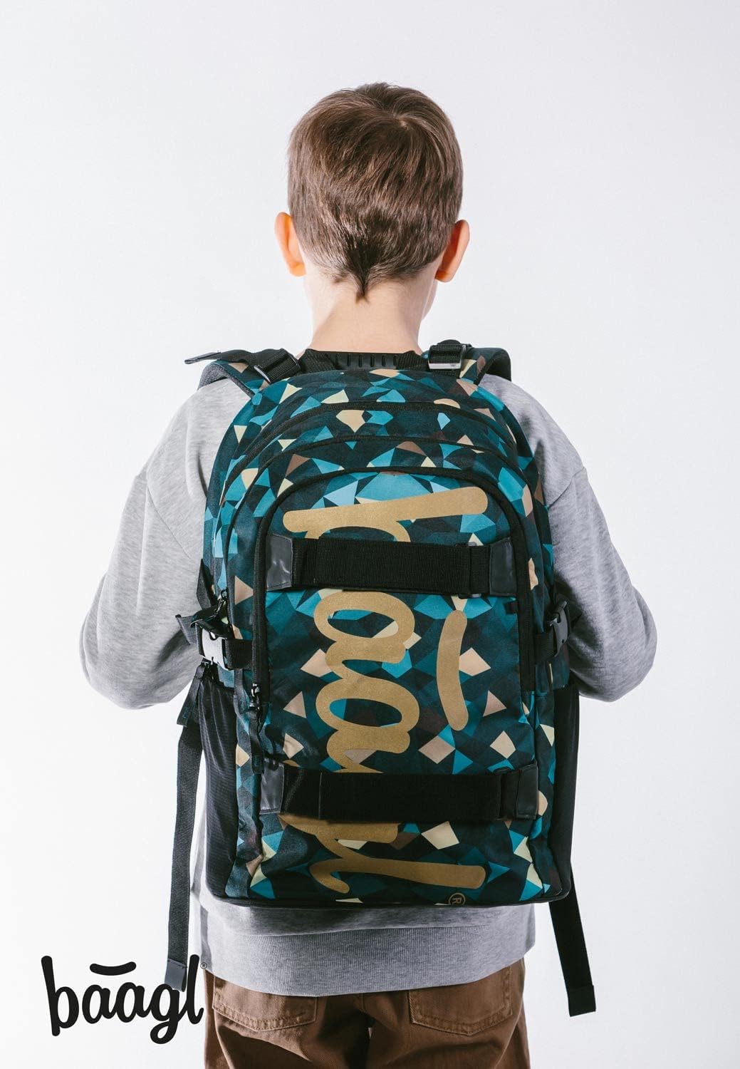 Baagl Schulrucksack Set Jungen Mädchen 3 Teilig, Schultasche ab 3. Klasse, Grundschule Ranzen mit Br