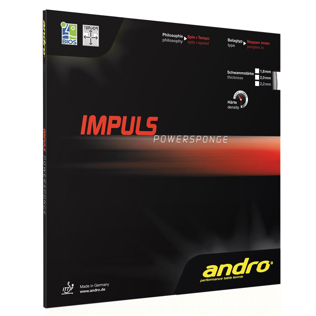 ANDRO Belag Impuls Powersponge Schwarz 1,8 mm, Schwarz 1,8 mm