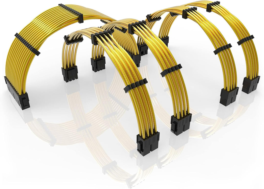 LINKUP - 30cm PSU Kabelverlängerung Ummantelt GPU Nach Mass PC Stromversorgung mit Kamm-Kit┃1x 24 P