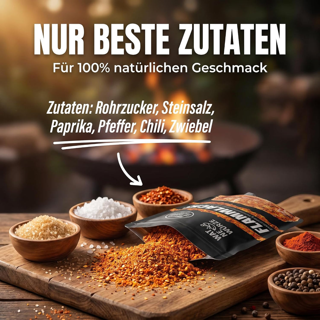 WAT NE WÜRZE Flammlachs Gewürz 300 g | Gewürzmischung für Lachs am Feuer, Fisch, Stremellachs & Stec