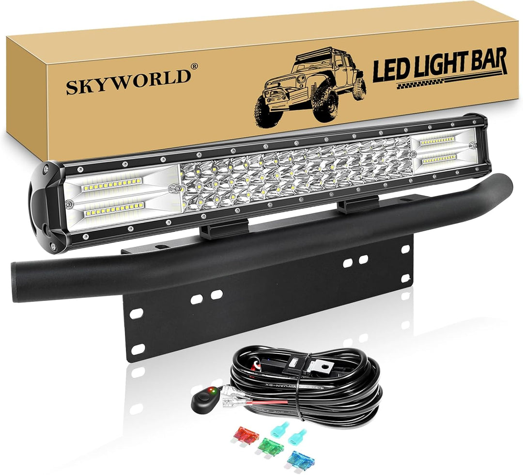 SKYWORLD LED-Lichtleiste, 7D 20 Zoll 288W Spot-Flood-Kombistrahl-Arbeitsscheinwerfer mit schwarzer K