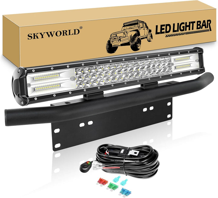 SKYWORLD LED-Lichtleiste, 7D 20 Zoll 288W Spot-Flood-Kombistrahl-Arbeitsscheinwerfer mit schwarzer K