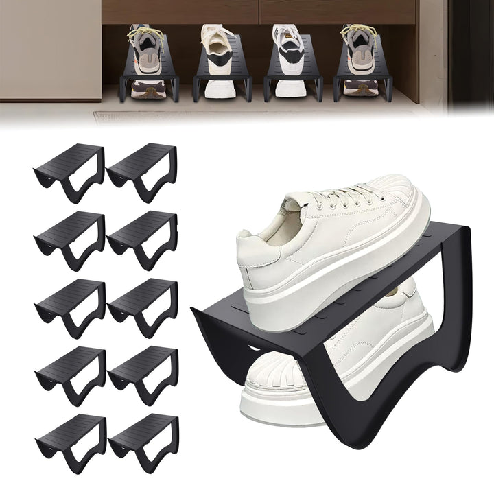 30 Stück rutschfest Schuhschlitz Organizer, Doppelschicht Schuhhalter, Schuhorganizer Schuhstapler a