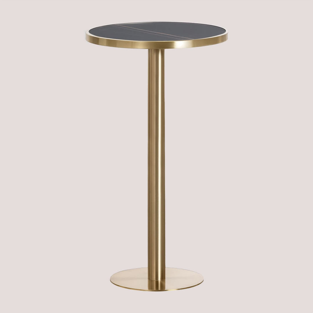 SKLUM Runder Stehtisch aus Steinzeug (Ø60 cm) Manhattan Schwarz Gold Champagne Sch. Gold Champagne,