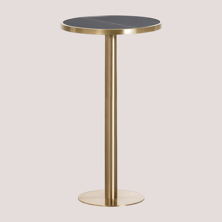 SKLUM Runder Stehtisch aus Steinzeug (Ø60 cm) Manhattan Schwarz Gold Champagne Sch. Gold Champagne,