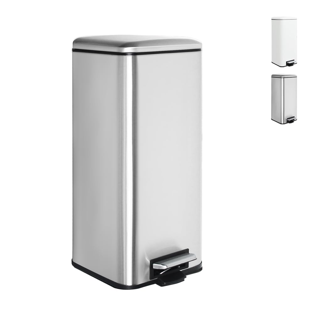 Ullege Mülleimer,30L Tretmülleimer mit Softclose Deckel,30 Liter Abfalleimer mit Fusspedal, Quadrati
