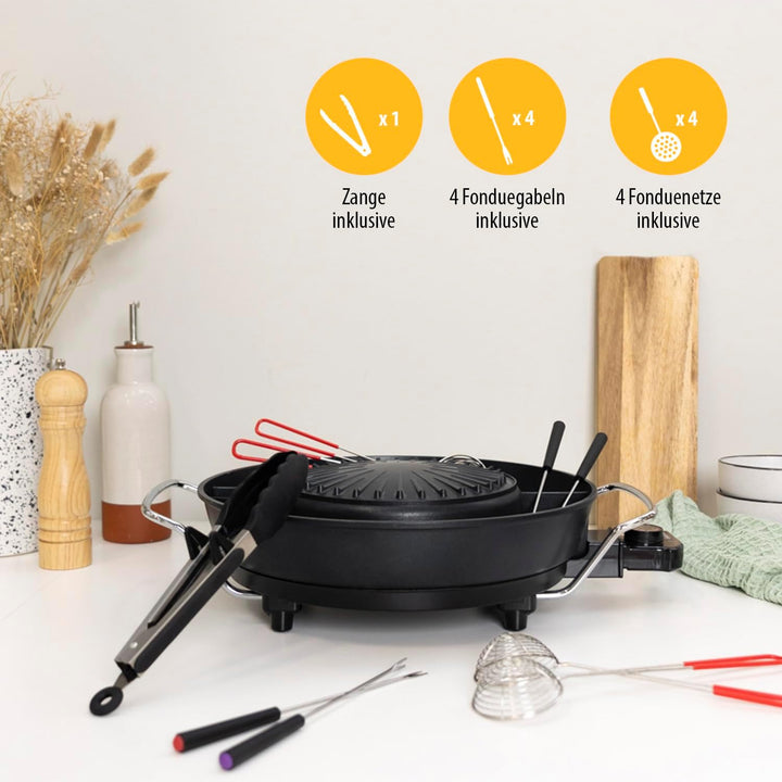 Tristar Koreanischer Grill & Hot Pot – 36 cm ⌀ – 3 L Fassungsvermögen – 4 Personen – 220 °C – Schwar