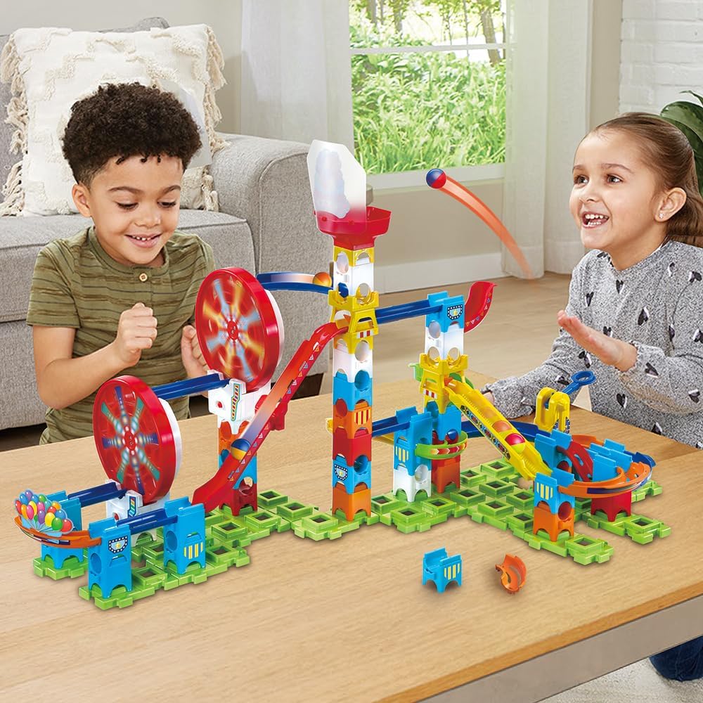 VTech Marble Rush - Adventure Park Challenge L300 E – Interaktive Murmelbahn mit spannenden Bahnelem