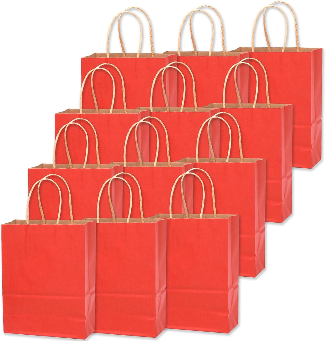 Gcardist 32Pcs Kraft Taschen Taschen mit Griffen 21x15x8cm Kleine Geschenk Party Taschen Rot Shoppin