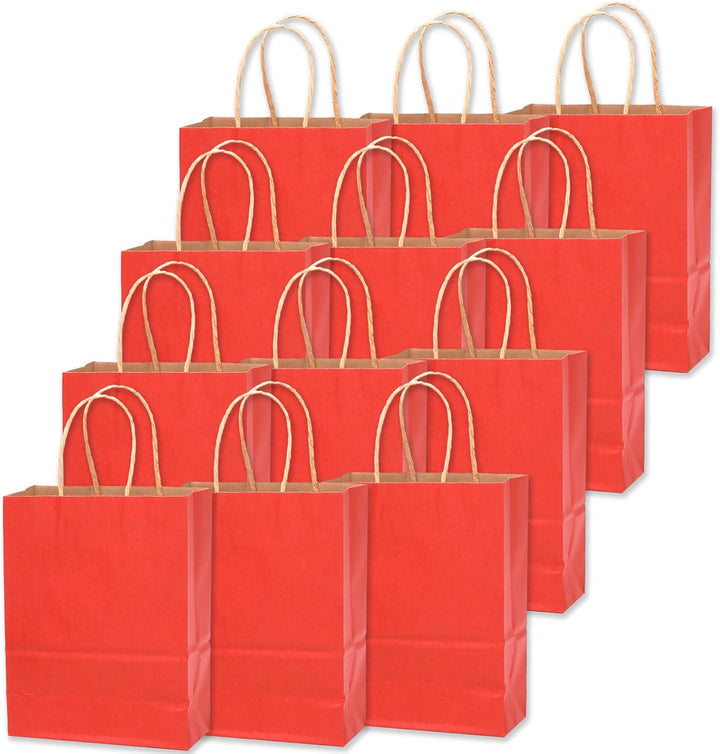 Gcardist 32Pcs Kraft Taschen Taschen mit Griffen 21x15x8cm Kleine Geschenk Party Taschen Rot Shoppin