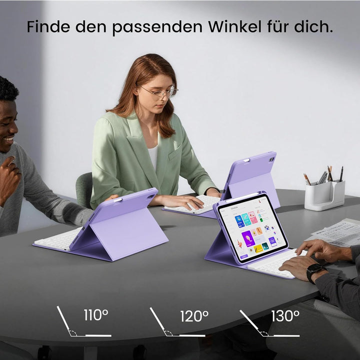 Hülle mit Tastatur für iPad 11/10 Generation mit Stifthalter, Magnetisch Abnehmbare Kabellose Blueto