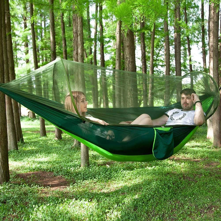 Doppel-Camping-Hängematte mit Moskito-Zelt, 290 x 140 cm, tragbar, leicht, Nylon, Fallschirmspringer