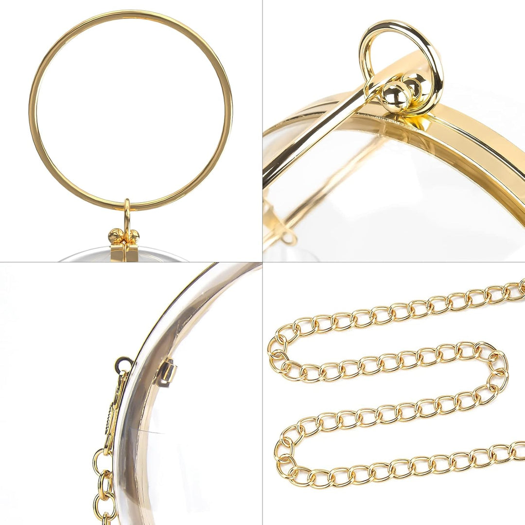 Linkidea Sphere Klare Geldbörse, Acrylbox Abendtasche, Damen Klar Messenger Schultertasche für Party