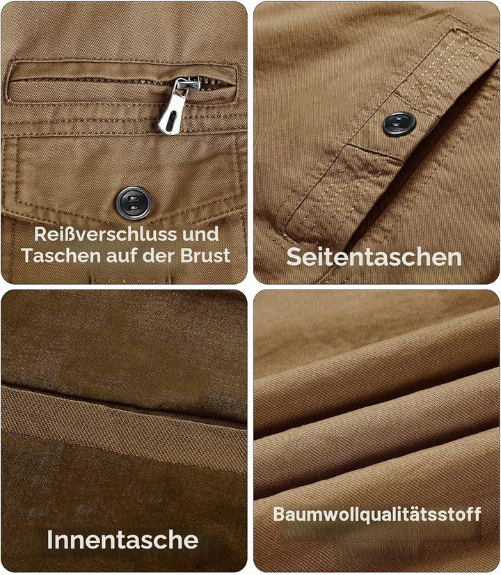 EKLENTSON Herren Arbeitsjacke Workwear Übergangsjacke Cargo Jacke mit Vielen Taschen L Khaki #91, L